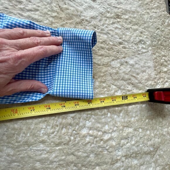 Izod Blue Gingham Plaid Men's Casual Button Down Shirt Size Medium - Picture 6 of 7